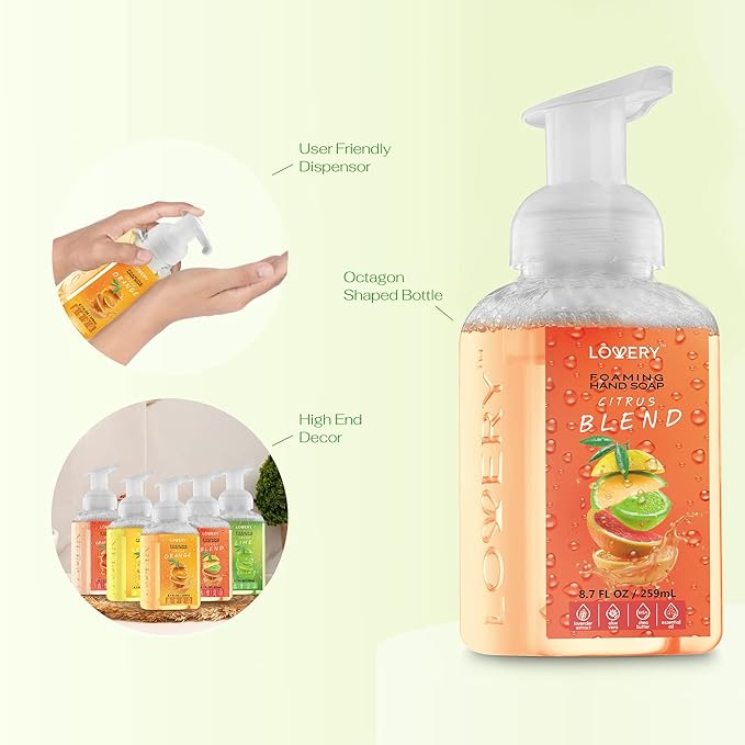 Foaming Hand Soap 20 Pack - Hand Soap with Aloe Vera and Essential Oils - Alcohol-Free Hand Wash in Citrus Blend, Lemon, Orange, Lime, Grapefruit, Black Cherry Fragrances & More, Scented Hand Wash