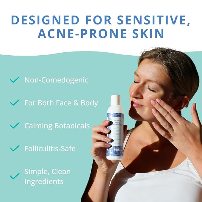 Almond Clear Soothing Daily Moisturizer | Lightweight Hydrating Moisturizer for Acne-Prone Skin on Face and Body | Mandelic Acid, Aloe Vera, Squalane, Hyaluronic Acid & Botanical Extracts | 6.7 oz