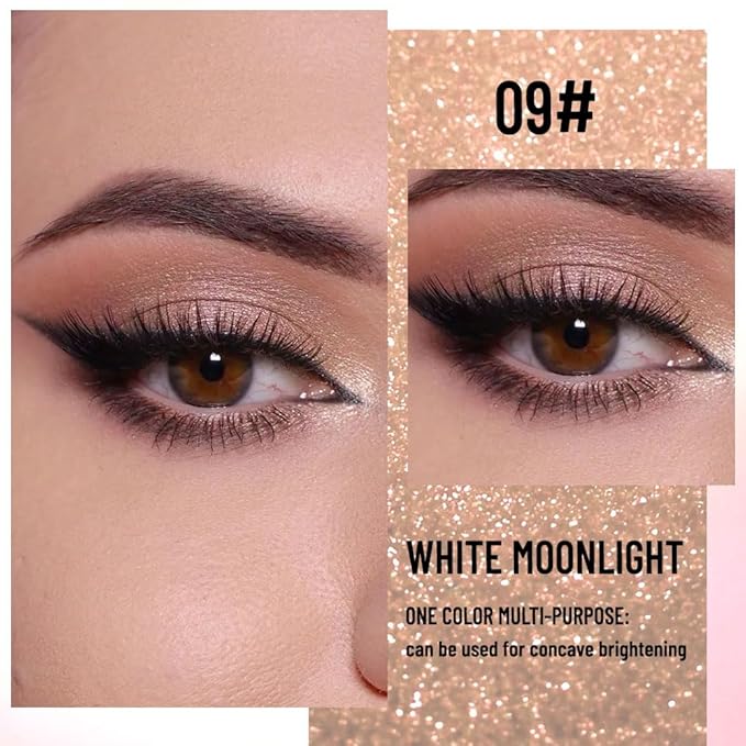 Pearlescent mini Eyeshadow Highly Pigmented Blend Matte & Shimmer EyeShadow,Cream Moisturizing Waterproof&Long Lasting Eye Makeup Natural Luminous Makeup Look (B09, 1 Count (Pack of 1))