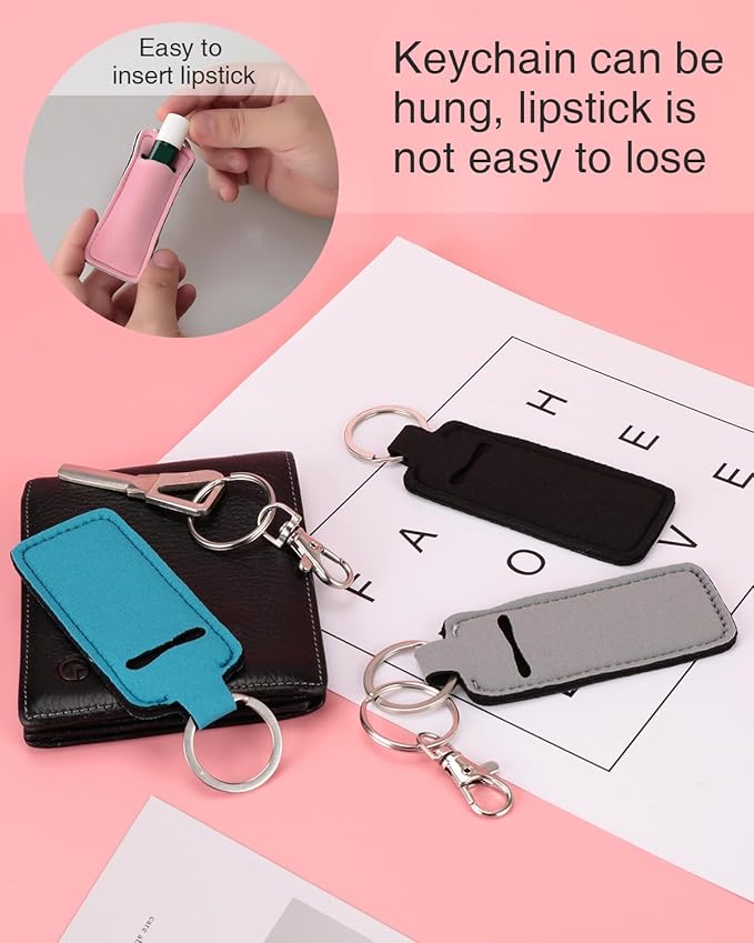 Chapstick Holder Lip Balm Sleeve Pouch Chapstick Holder With Clip Lipstick Lip Gloss Holder Stocking Stuffers Gift for Women (7pcs)