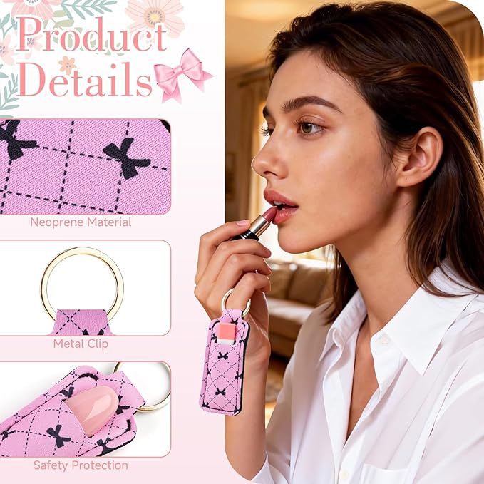3PCS Chapstick Keychain Holder, Potable Lip Balm Holder, Lip Gloss Holder Keychain for Lipstick, Chapstick, Lip Balm