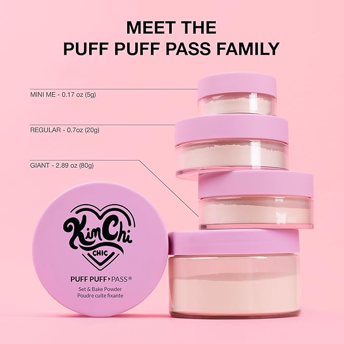 KimChiChic Beauty Puff Puff Pass Set and Bake Setting Powder for Makeup, Extra Fluffy Loose Face Powder Poof, Soft Natural Face Makeup for Uneven Skin Tone, 05 Suntan