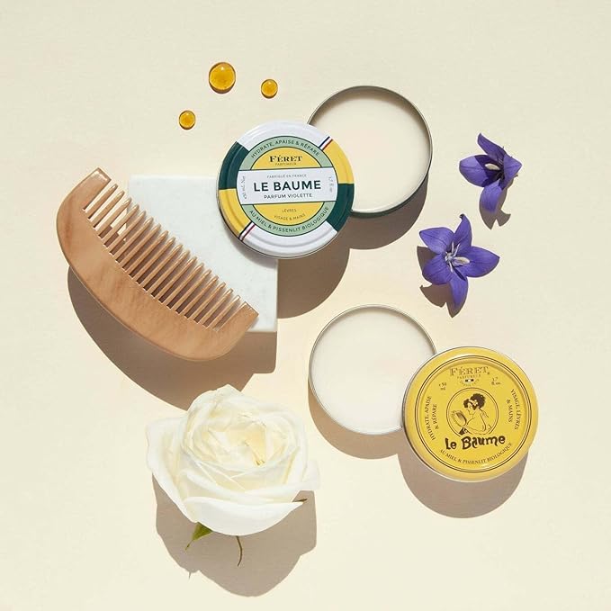 Feret Parfumeur Le Baume Multi-Purpose Balm – Deeply Hydrating Moisturizer for Dry Cracked Skin, Lips & Cuticles - Natural Lip Balm with Shea Butter & Honey -Made in France - Pack 2-50ml/1.7 Ounce