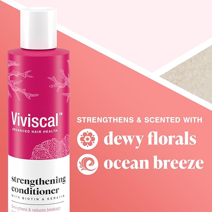 Viviscal Hair Strengthening Conditioner – Strengthens and Reduces Breakage for Fuller, Healthier Hair – With Biotin, Keratin and Marine Extracts – 250ml (8.45 Fl Oz)