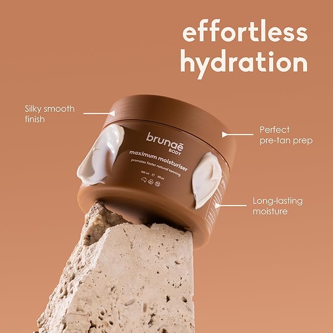BRUNAE BODY® Maximum Tanning Moisturizer [FOR DARKER & FASTER TAN] - Skin Firming Pre-Tan Preparation Lotion - Hydrating Body Lotion for Sun Bed with Jojoba, Avocado & Tamanu Oil - Vegan & Aussie Made