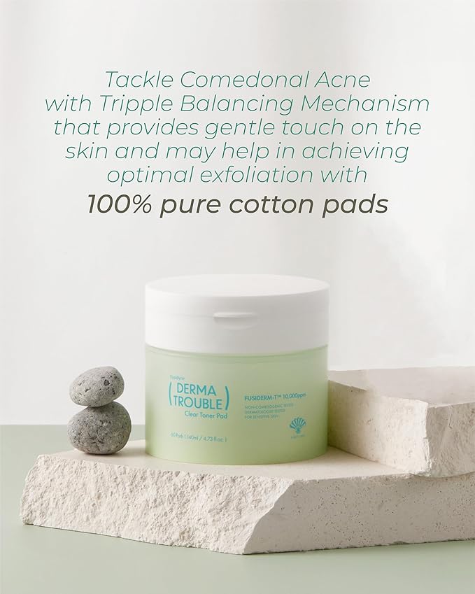 Derma Trouble Clear Toner Pads - 60ct Korean Exfoliating Pads with LHA & PHA for Pore Care - BHA Salicylic Acid Toner Pad for Blackheads, Whiteheads & Bumpy Skin - Glowing Skin K-Beauty