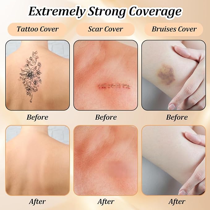 8pcs Scar Cover Up Tape Scar Sheets Cover Up Patch Natural Skin Tones Ultra-Thin Waterproof Skin Tape Invisible Breathable Concealer for Scars Birthmarks Cut-to-Fit
