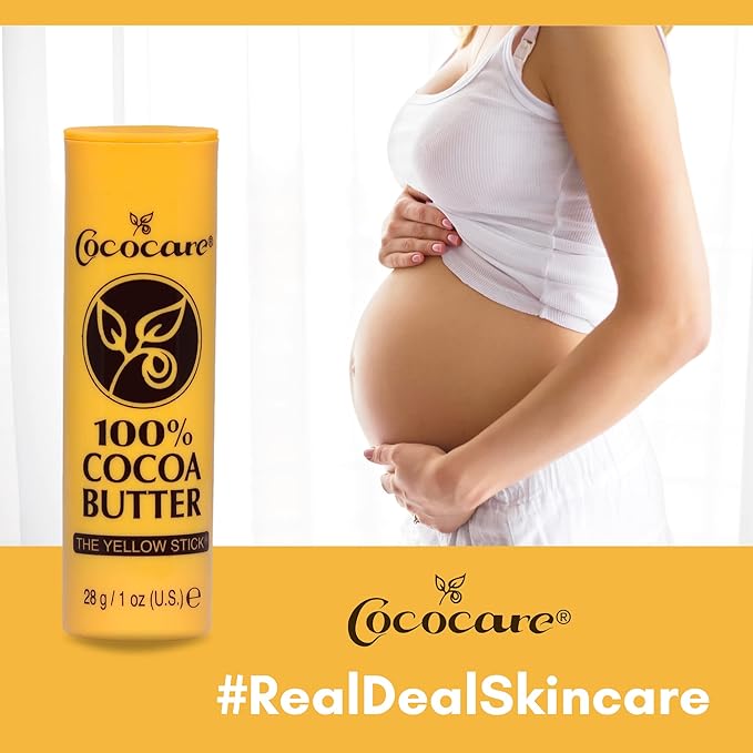 Cococare 100% Cocoa Butter Stick - All-Natural Cocoa Butter Emollient for Ultimate Skin Hydration & Protection - The Yellow Stick - (3 Pack)