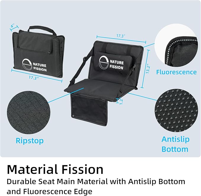 Stadium Seat with Back and Lumbar Support and Padded Cushion Foldable and Portable Perfect for Bleacher Chair in Sports Events and Camping Lawn Use