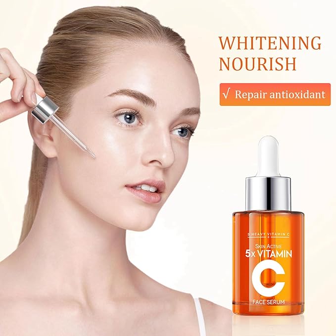5X Vitamin C Serum for Face 30ml,Hydrating Face Essence,Hyaluronic Acid, Centella For Dull Facial Skin,Uneven Tone,Fine Lines,Pores, Dry Skin, Morning & Evening Skincare Women Gift