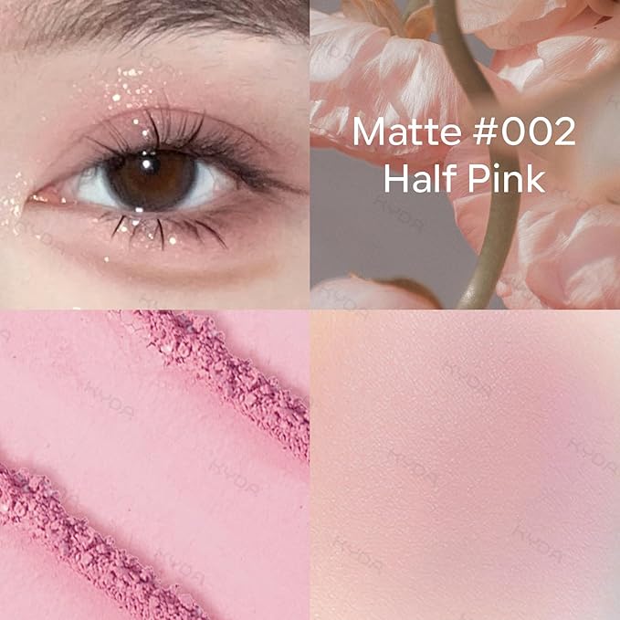 KYDA Pink Matte Eyeshadow Single, Multiuse Eyeshadow for Eyes and Cheeks, Buildable Matte Color Mini Eyes Makeup, Ultra-fine Lightweight, Crease-proof High Pigmented Formula, Half Pink