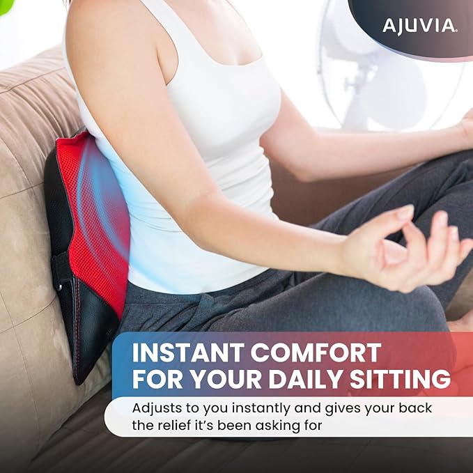 AJUVIA Back Vitalizer Lumbar Support Pillow | 4000+ Doctor Trusted Ergonomic Pillow Support for Office Chair, Home & Car | 3 Second Pain Relief, Better Posture, Sciatica & Lower Back Relief