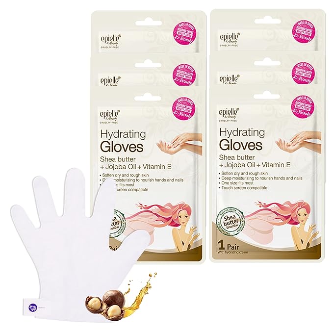 Epielle Hydrating Hand Mask 6 Pairs, Relieve and Soften with Shea Butter & Jojoba Oil, Deep Moisturizing Gloves for Dry, Cracked Hands, Self Care Gifts for Women, Spa Kit, Easter Basket Stuffers