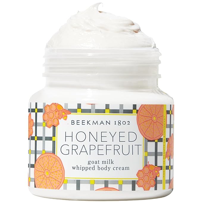 Beekman 1802 Whipped Body Cream – Rich Body Butter & Moisturizing Body Cream, Goat Milk Lotion, Shea Butter & Vitamin E, Hydrating Body Moisturizer for Dry Skin - Honeyed Grapefruit 8 oz