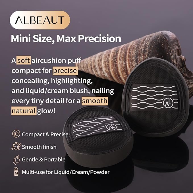 Liquid Foundation Brush Set 2pcs Air Cushion Puff for Cream/Liquid Formulas Portable Makeup Tools for Foundation Concealer Blush
