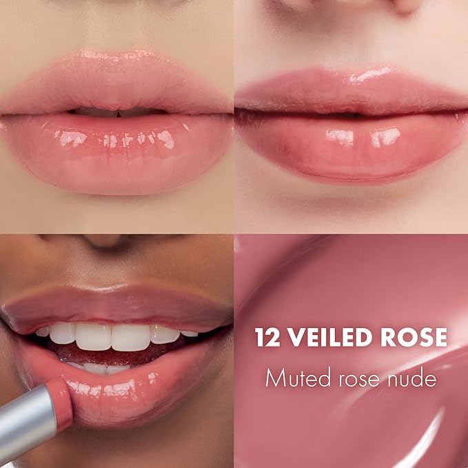 rom&nd GLASTING MELTING BALM #12 Veiled Rose - Hydrating Tinted Lip Balm & Gloss Stick | Sheer Muted Rose Nude, Crystal Water-Gloss Shine | Non-Sticky K-Beauty for Plump, Moisturized Lips