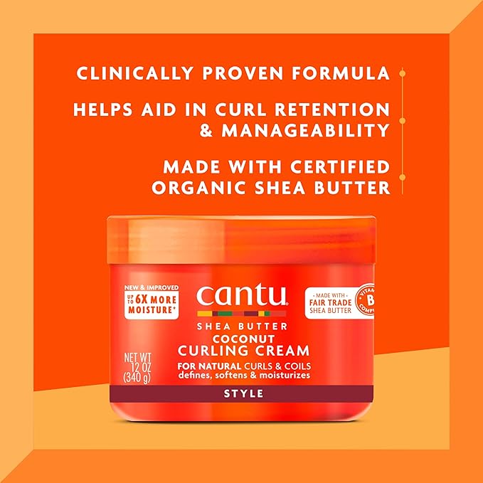Cantu Coconut Curling Cream with Shea Butter for Natural Hair, 12 oz | for Natural Hair, 12 oz