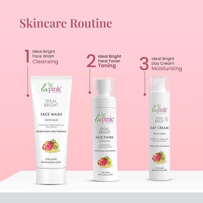 La Pink Ideal Bright Face Toner With 100% Microplastic Free Formula For Glass Brightening, Lightening, Evens Skin Tone For All Skin Types | 100 ml White