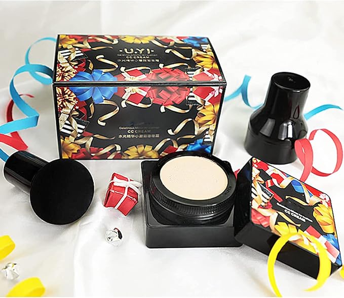 UYI Mushroom Head Air Cushion CC Cream Foundation U.Yi Refreshing Flawless Little Mushroom BB Cream UYI CC Cream Waterproof Oil Control Full Cover Foundation Natural Coverage (22# Lvory White)