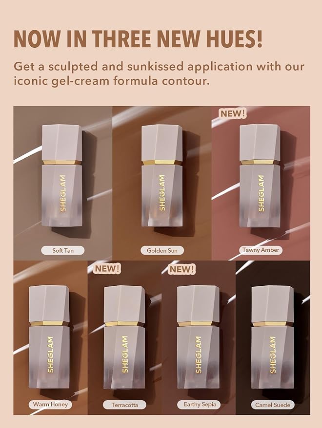 SHEGLAM Sun Sculpt Cool Toned Liquid Contour Stick Long Lasting Cream Bronzer Makeup - Camel Suede