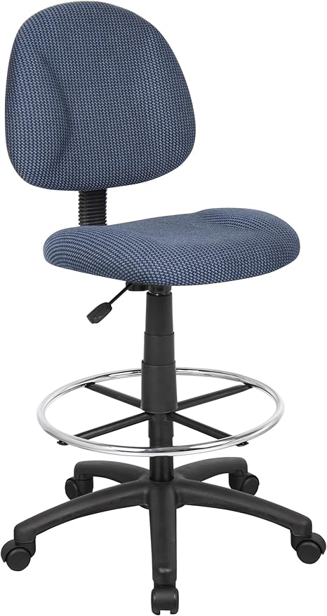 Boss Office Products Ergonomic Works Drafting Chair Without Arms in Blue, mid-Back (B1615-BE)