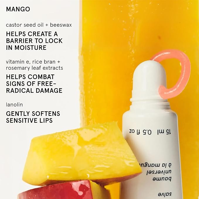 Glossier Balm Dotcom Hydrating Tinted Lip Balm - Universal Salve, Up to 12Hr Moisture for Dry Lips, Cuticles & Skin - Lanolin, Beeswax & Castor Oil - Mango, Tropical Peach Tint, 15ml