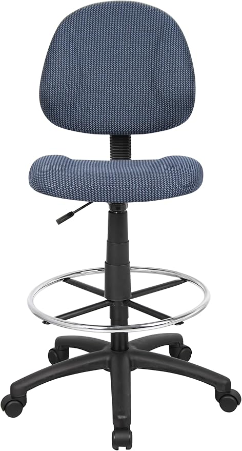 Boss Office Products Ergonomic Works Drafting Chair Without Arms in Blue, mid-Back (B1615-BE)