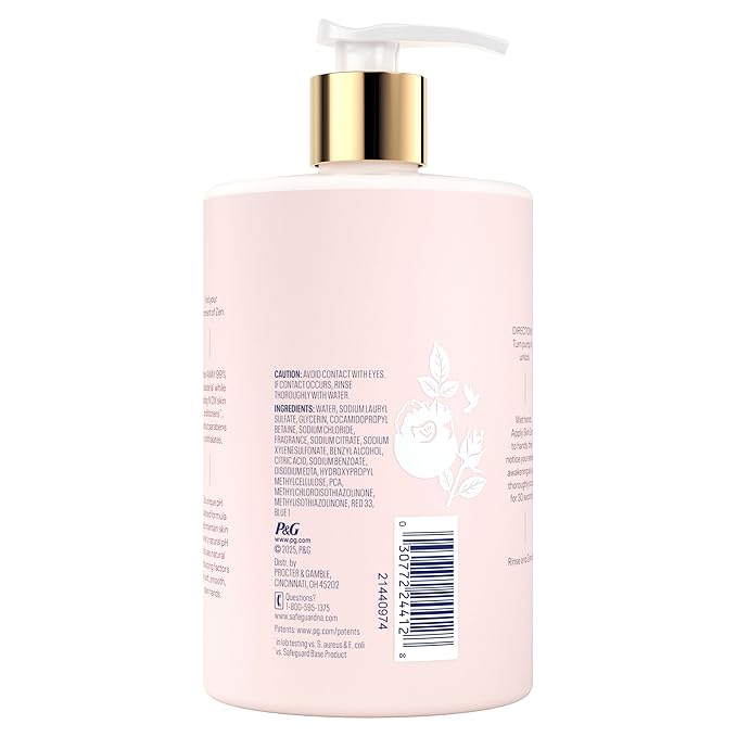 Safeguard Liquid Hand Soap, Skin Zen, Washes Away 99% Bacteria, Made with Natural Moisturizers & 2X Skin Conditioners, Safeguarding Families, PH Balanced Formula, Rose & Nectar Scent, 16 oz