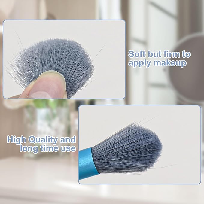 15 Sets Travel Size Makeup Brushes Set Mini Face Make up Brushes Brushes Bag for Makeup Party Favors Wedding Bridal Shower Favors Bridesmaid Gift Bachelorette Party Gift (Light Blue, 15pc)