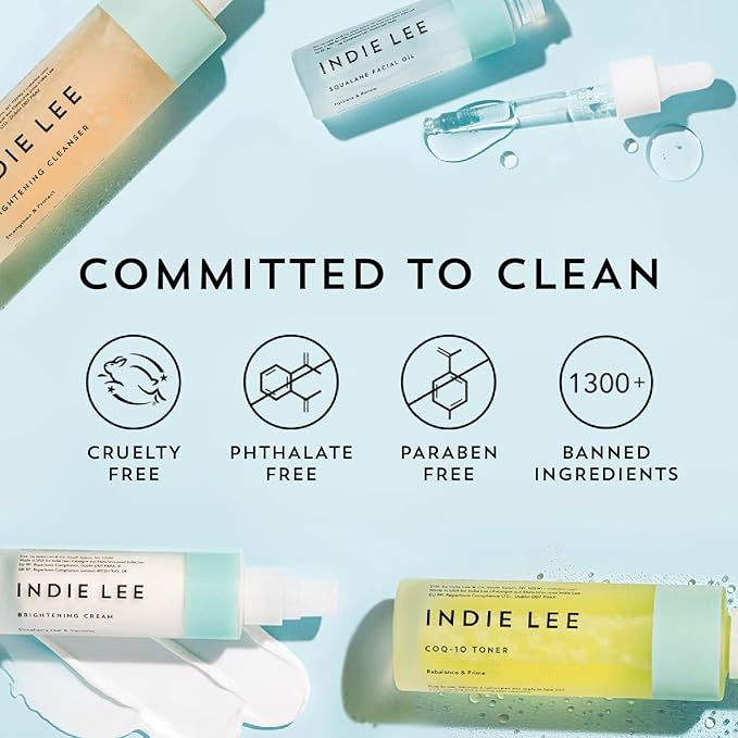 Indie Lee Discovery Kit - Brightening Cleanser, CoQ-10 Toner + Squalane Facial Oil - Skincare Regimen for Adults (3-Piece Travel Size Set)