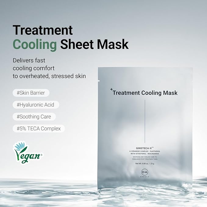 DA EFFECT Cooling Treatment Sheet Mask – Skin Protection & Barrier Repair Care for Stressed, Irritated Skin | Post-Treatment Care | Calming, Hydrating Face Mask | 25g x 5 Sheets