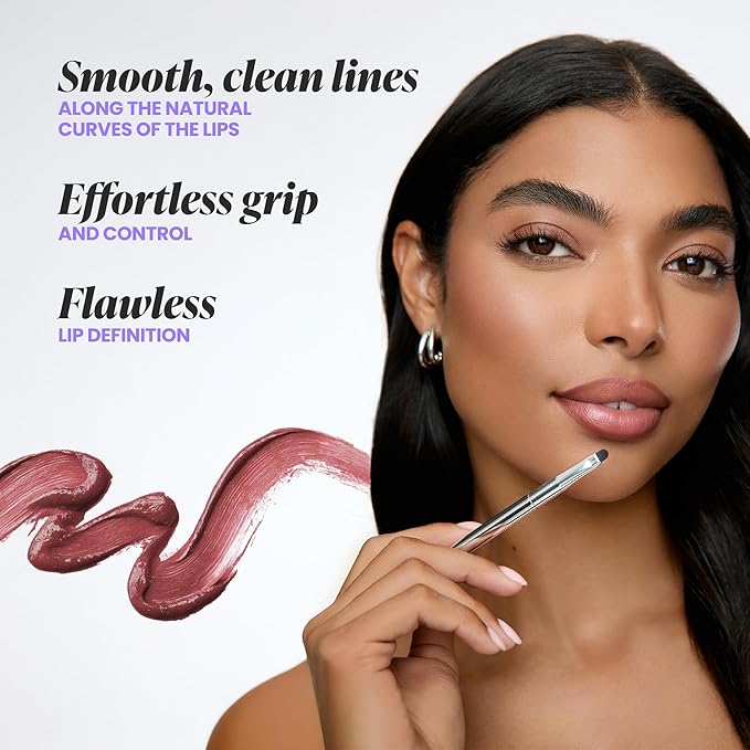 Wonderskin Precision Lip Definer Brush – Slim Angled Lip Brush for Flawless Lip Definition, Clean Application & Ombre Effects Makeup Brush