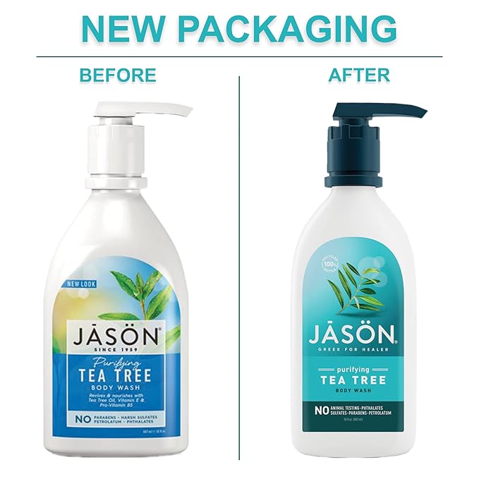 JASON Tea Tree Purifying Body Wash, For a Gentle Feeling Clean, 30 Fluid Ounces (Pack of 2)