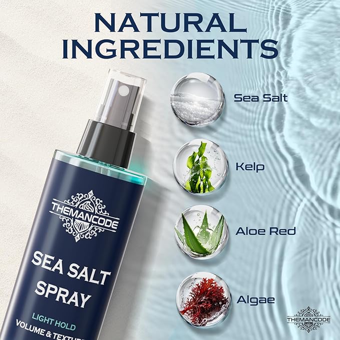 Sea Salt Spray for Men, Light Hold Thickness, Texturizing Hairspray, Beach Vacation Essentials, Surf Spray Adds Instant Volume, Travel Essentials, Travel Hair Men Gifts, 8.8 Oz