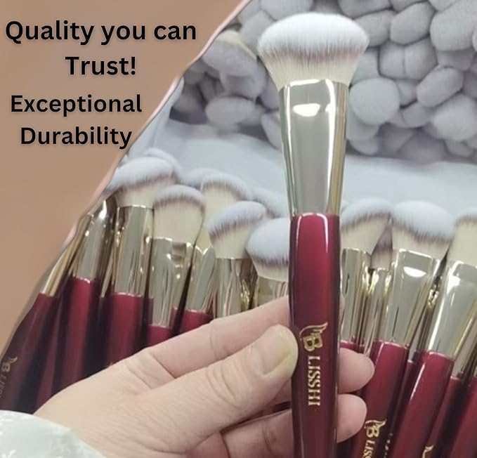 BLISSHI-Foundation Brush- Contoured makeup Brush-Perfect for Cream and Liquid Foundation Application-Blushing-Bronzer-Ideal for Blending and Highlighting Face Brush