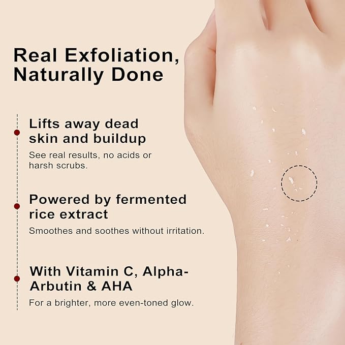 White Rice Peeling Ampoule Exfoliating Serum 80ml, Peel Shot Glow Exfoliating Face Serum, Soft Exfoliating Body Scrub Dead Skin Cells, Whitehead Blackheads Remover for All Skin Types korean skin care