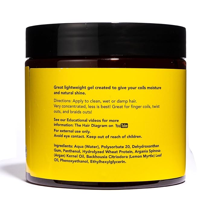 The Hair Diagram - Ashley Marie Curly Coils Styling Gel with Wheat Protein & Argan Oil - Nourishing Natural Ingredients - Moisturizing Gel For Curly Hair - Color Safe - Paraben & Sulfate Free - 12oz