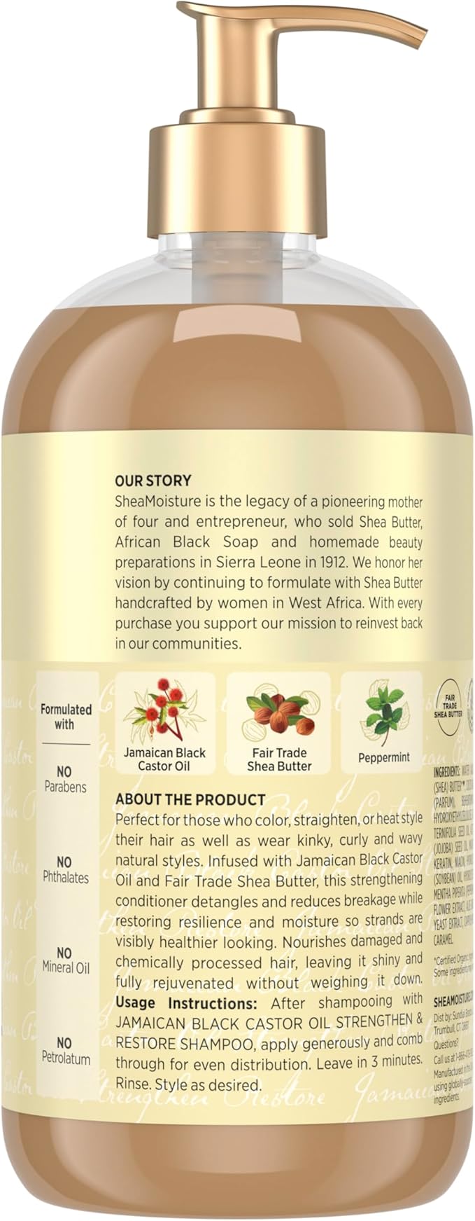 Shea Moisture Strengthen & Restore Conditioner Jamaican Black Castor Oil for Damaged Hair Paraben-Free 24 Fl oz
