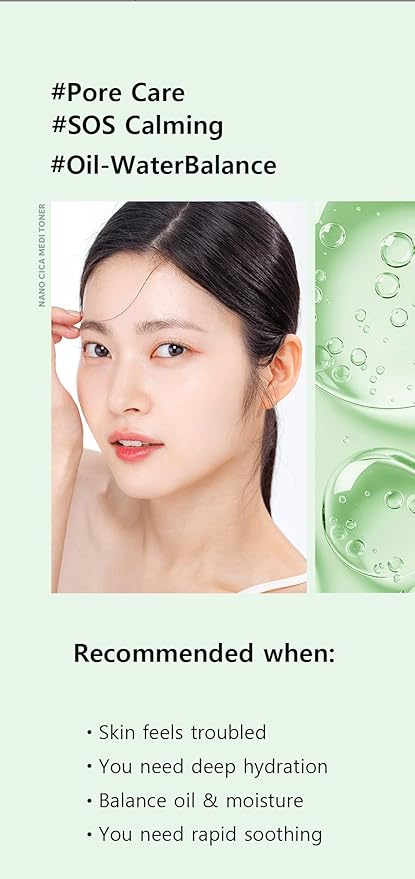 Nano CICA Medi Toner – Calming Facial Toner with Centella Asiatica and Nano-Encapsulated CICA Complex – Hypoallergenic Korean Skincare – 6.76 Fl.oz