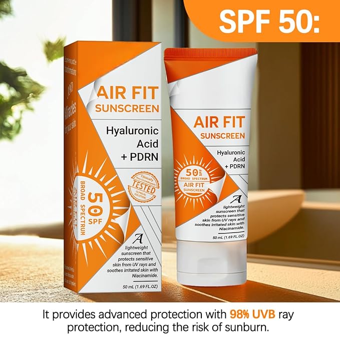 Ultra-light, non-greasy sunscreen - SPF 50+ Waterproof - UVA/UVB protection - Easy to apply (JX)