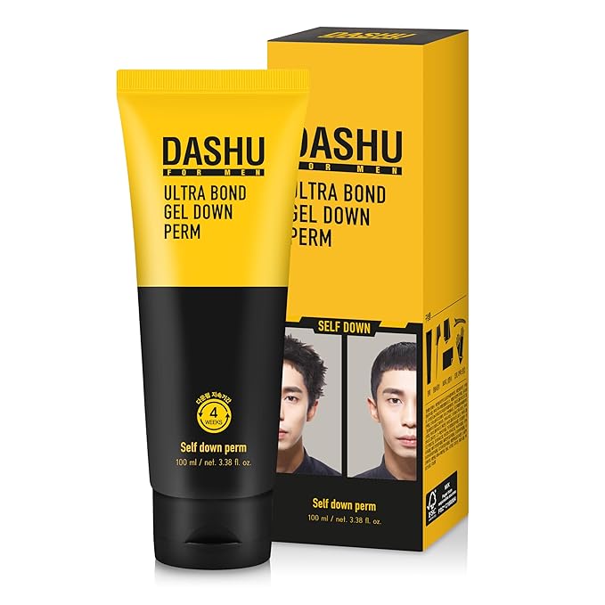 DASHU Down Perm Cream for Men 3.5oz - Korean Hair Straightening Perm Kit, Ultra Bond Gel, Helps Tame Frizzy Hair, Premium Perm Solution, 10-Minute Quick Down Perm, Long-Lasting Hold