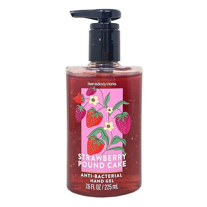 Bath & Body Works Strawberry Pound Cake 2 Pack Hand Gel Bunldle with a Himalayan Salts Springs Sample Soap