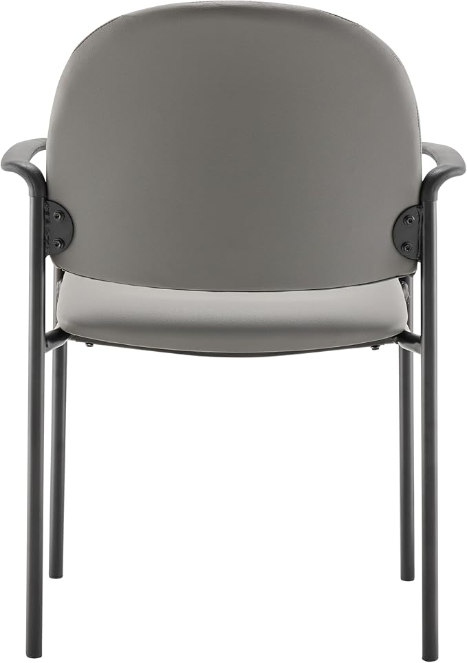 Flash Furniture Tiffany Side Reception Chair with Armrests, Stackable Vinyl Waiting Room Chair for Commercial or Residential Use, Gray