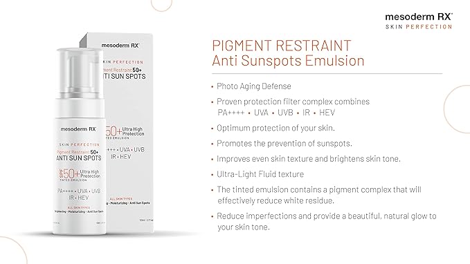 Pigment Restraint Anti Sun Spots Ultra High Protection Pigment Control-Protects Skin against Blue Light UVB, UVA, HEV, IR-Facial Sunblock, 50ml