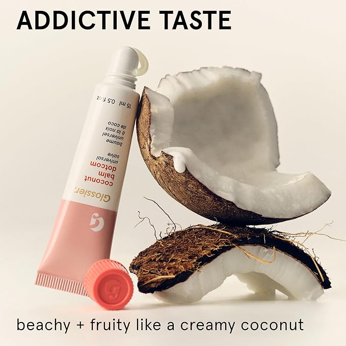 Glossier Balm Dotcom Hydrating Lip Balm - Universal Salve, Up to 12Hr Moisture - Lanolin, Beeswax & Castor Oil for Dry Lips, Cuticles & Skin - Coconut, Clear Untinted, 15ml