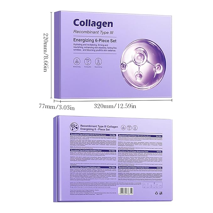 Collagen Skin Care Set for Women | Anti-Aging, Firming & Hydrating Treatment to Shrink Pores and Smooth Wrinkles | 6-Piece Set with Face Serum, Cream, Eye Cream, Toner, Cleanser and Soothing Lotion