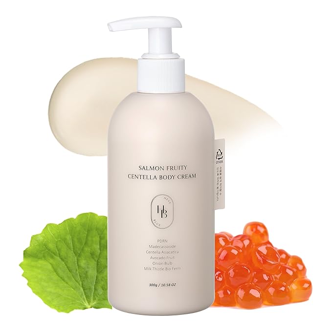 HEVEBLUE Salmon Fruity Centella Body Cream - Sensitive Skin, Itchy Skin, Korean Skincare, Bodycare, Hypoallergenic, Allergen-free Fragrance, PDRN, Salmon PDRN, Moisturizing, K-Beauty