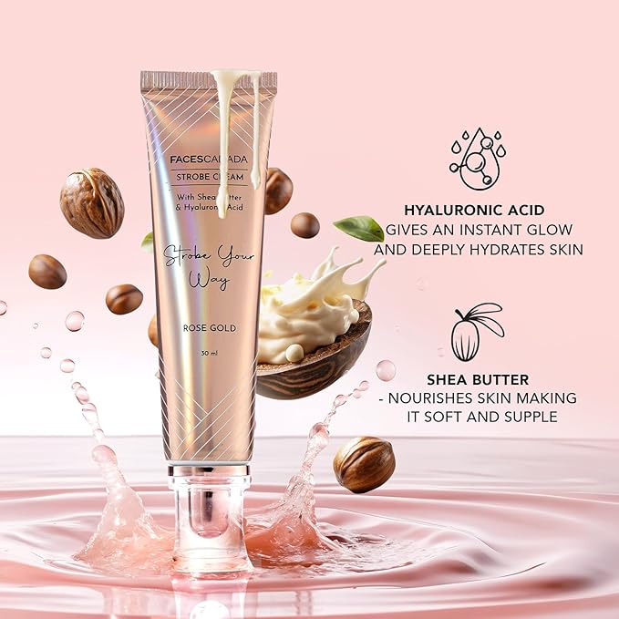 FACESCANADA Strobe Cream - Silver | with Shea Butter & Hyaluronic Acid | Hydrating & Illuminating Makeup | for Radiant Dewy Skin | 1.01 Fl Oz (30ml)