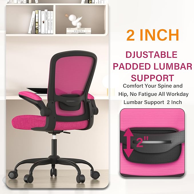Mimoglad Home Office Desk Chair (Modern, Rose-Carmine)