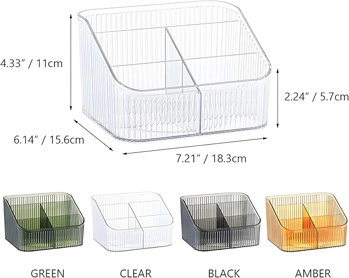 Clear Makeup Brush Holder & Organizer for Vanity, Bathroom Countertop - 5 Cup Toiletry Organizer, Storage & Display for Skincare, Perfume, Hairbrush, Sunglasses & Desk Accessories
